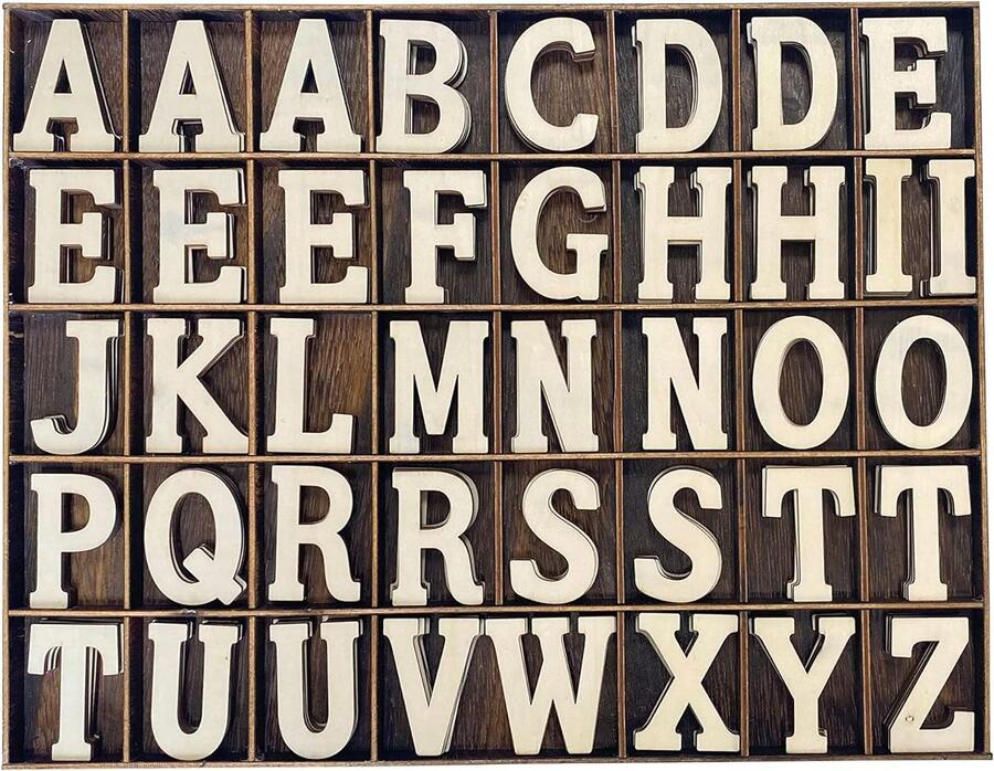 205 Pieces 2 Inch Wooden Letters Wood Alphabets For Crafts,Organized ...