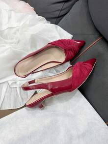 New Autumn/Winter High Heel Shoes With Toe Cover And Ankle Strap, Comfortable, Elegant, Versatile, Suitable For Holidays, Christmas, New Year - Red - View 8