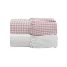 Kit 02 Fitted Sheets For Detachable Crib Playpen 400 Thread Count - Pink/white Checkered - View 2