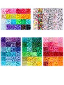 Pony Beads Kit, Mix Colors Pony Beads Kit For Jewelry Making, DIY Bracelets Necklaces Hair Braiding, Letter Beads Braids Crafts Friendship Gifts Festive Atmosphere Decoration