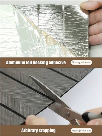 1roll Wood Wand Panel Peel Stick 40*300CM/15.7x118 In |,Wallpaper Roll,Wall Paper,Wallpaper Stick,Peel Panels,Stick On Wallpaper, Bruin ative Slat Wallpaper Living Room, Self Adhesive Covering Panels Cabinets view 6