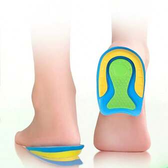 2 件装足跟痛缓解垫，带 PU 凝胶足跟杯，用于防骨刺、减震鞋垫，适用于运动鞋