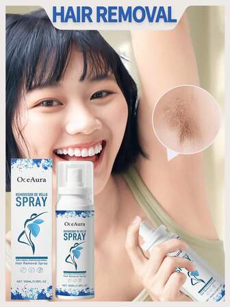 100ml无痛脱毛喷雾 身体脱毛喷雾 脱毛膏 脱毛无味脱毛喷雾 成分温和清洁滋养肌肤 柔滑身体护理喷雾 减少毛发生长 日常体毛护理更省力 瓶子轻巧易携带 适合居家旅行