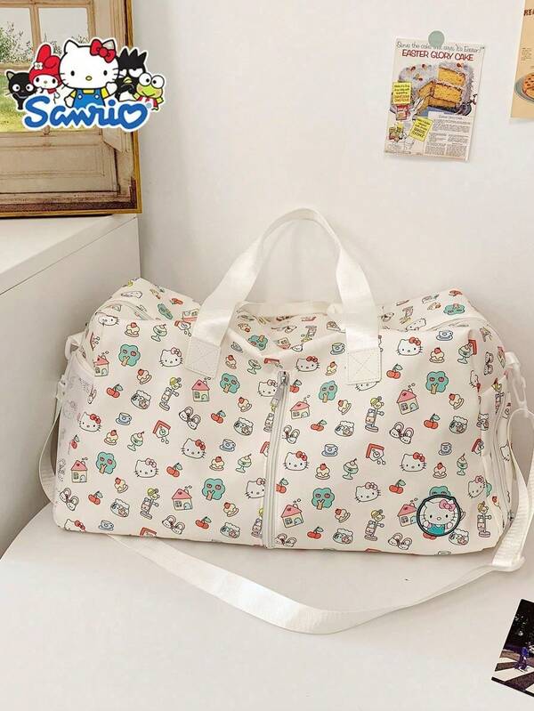 Sanrio 1pc Sanrio Hello Kitty Large Capacity Travel Bag, Lightweight & Fashionable Casual Gym Bag, Storage Bag, Ideal Gift For Travel, Short Business Trip, Workout, School, Christmas Gift Handbag Luggage Bag For Business For Vacation Holiday Portable Multifunction Travel Duffel Bag Unisex Weekender Bags