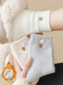 1/3 Paar Damen Kniestrümpfe, warme & flauschige Wollsocken, geeignet für Herbst/Winter, zufällige Farben, bequem - Verschiedenfarbig - Übersicht 7