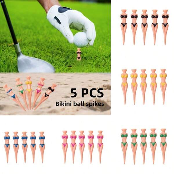 5-Piece Bikini-Shaped Golf Tee Sets Are Virtually Unbreakable, Made Of Plastic Material, And Make Excellent Golf Gifts For Both Men And Women. They Are Also A Creative Choice For Bachelor Parties, Designed Specifically For Golf Enthusiasts.
