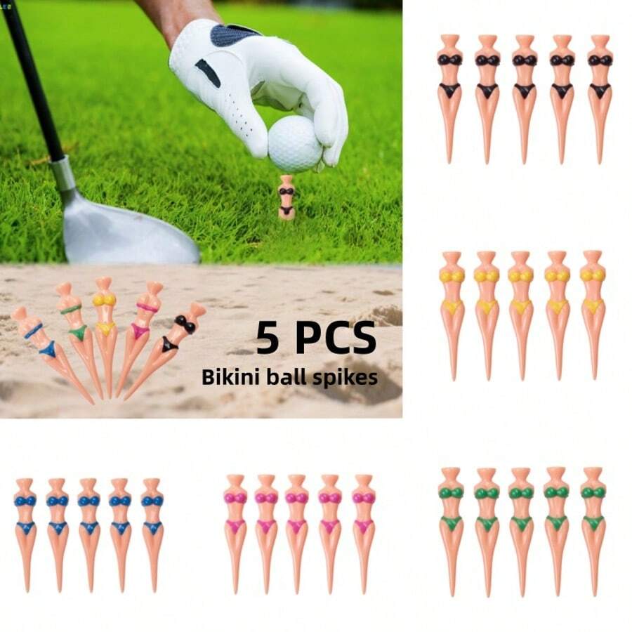 5-Piece Bikini-Shaped Golf Tee Sets Are Virtually Unbreakable, Made Of Plastic Material, And Make Excellent Golf Gifts For Both Men And Women. They Are Also A Creative Choice For Bachelor Parties, Designed Specifically For Golf Enthusiasts.