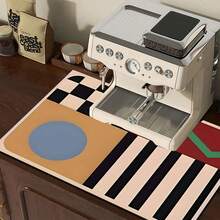 1pc Minimalist Graphic Kitchen Counter Mat - Diatomite Drying Pad, Suitable For Utensils, Coffee Makers, Microwaves, Fits Modern Kitchen Decor, Kitchen Mats Non Slip Hygiene Products, Kitchen Items For Your Cozy Fall& Winter Styles And Christmas Decorations