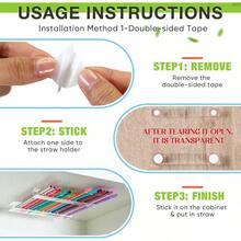 Baderke Soporte para pajitas reutilizable para gabinete organizador de pajitas con tornillos de cinta adhesiva de doble cara contenedor de almacenamiento para encimera de cocina transparente - Por supuesto - Ver 2