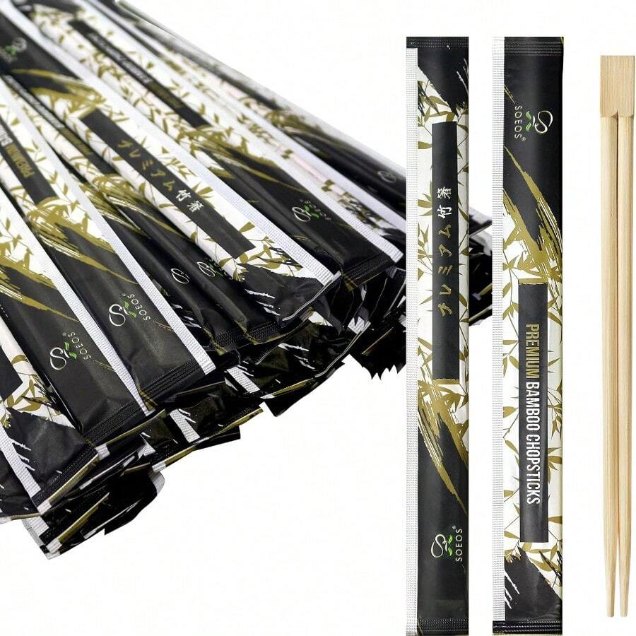 New Soeos 50 Chopsticks Disposable Bulk L Wooden Chopsticks And  Chopstick For Sushi Takeout Party Smooth Individually Wrapped SineUse Chopstick Approx.50 Pairs