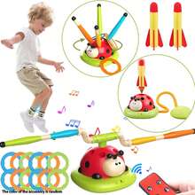 Regalo de Navidad para niños/niños pequeños | 1 pieza Máquina de saltar a la cuerda de 3 en 1 con mariquita | Juguete interactivo de juego sensorial para interiores/exteriores | Conjunto de actividad de plástico verde duradero - Multicolor - Ver 15