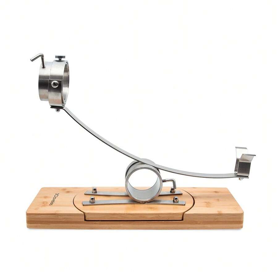 Soporte Jamonero Basculante 360º con Cabezal Giratorio 3 Claveles, Base Giratoria de Madera y Herrajes de Metal - Blanco - Ver 1