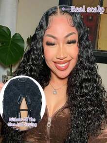 Put On And Go Deep Wave V Part Wig Human Hair Clip In Real Human Hair No Glue No Sew In None Lace Front 180 Density Upgrade U Part Deep Curly Glueless Wigs For Women Beginners Friendly - Natural Black - 查看 3