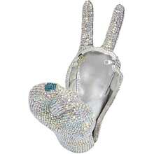 Women Novelty Victory Hand Rhinestone Bag Sparkly Full Diamond Party Purses Crystal Handbag for Prom Dating