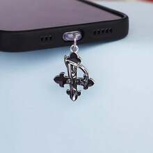 Flame Cross & Heart Cross Mobile Phone Dust Plug Pendant, Decoration Accessory Protector For IPhone, Type-C Port