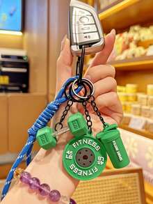 Fitness Keychain Colorful Gym Bag Charm For Fitness Lovers Motivational Fitness Gym Key Ring Workout Keychain Gifts Detachable Barbell Plates Keychain Water Cups Simulation Dumbbells Keyring Creative Dopamine Fitness Series Pendant - Multicolor - View 4