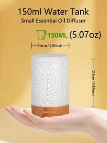 1 件 150 毫升 7 色照明火焰超声波芳香扩散器、芳香疗法扩散器、便携式 USB 精油台式扩散器空气加湿器