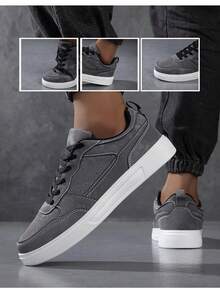 2025 New Men's Sports Shoes Men's Fashion Handsome Casual Shoes Lace Up Men's Shoes Skateboarding Shoes Men's Board Shoes Personalized Street Men's Shoes - Dark Grey - View 6
