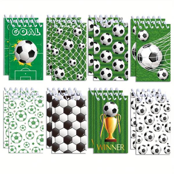 1/4/8/16 Pcs Soccer Themed Mini Notebook Organizer - Colorful Stadium, Trophy & Stadium Art Designs, Portable World Cup Sports Fan Essentials, Ideal Birthday Party Gift & Soccer Enthusiasts Exclusive