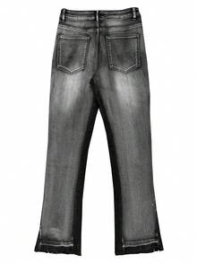 Jeans a zampa di elefante con patchwork da uomo, jeans skinny fit strappati a zampa di elefante, jeans ricamati con lavaggio a strati in stile Y2K, versatili per tutte le stagioni