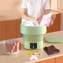 OBOVAY 9L Portable Compact Foldable Washing Machine With Spin Dryer Function, Suitable For Washing Socks, Underwear, Etc., Mini Home Washing Machine - US A Type Plug(110-127V) - View 3