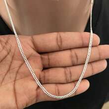 Men's Thin Silver Grumet Chain 2.5mm Double Link 925 Silver Plated - Silver - View 5