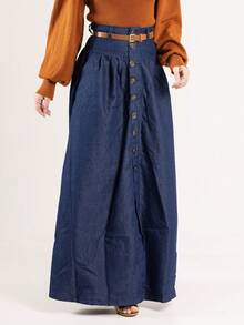 Simple Casual Button Zipper Pocket Holiday Beach - Màu xanh ngọc - Xem 3