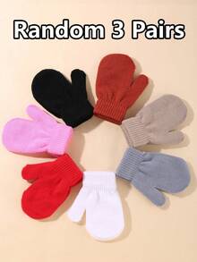 3 件装婴儿手套防抓手套婴幼儿柔软手套适合 0-12 个月男童女童 - 彩色 - 查看 2