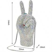Women Novelty Victory Hand Rhinestone Bag Sparkly Full Diamond Party Purses Crystal Handbag for Prom Dating