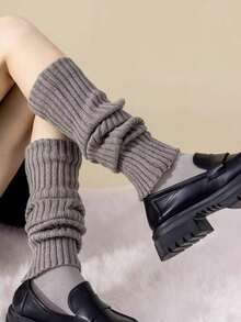 3 pares de calentadores de piernas decorativos y cómodos de unicolor con rayas verticales para mujer, adecuados para primavera, otoño e invierno, hay múltiples especificaciones para elegir