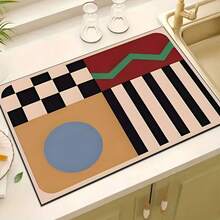 1pc Minimalist Graphic Kitchen Counter Mat - Diatomite Drying Pad, Suitable For Utensils, Coffee Makers, Microwaves, Fits Modern Kitchen Decor, Kitchen Mats Non Slip Hygiene Products, Kitchen Items For Your Cozy Fall& Winter Styles And Christmas Decorations