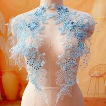 1 Pair 3D Lace Applique Floral Embroidery Patches - Delicate Hollow-Out Design, High-Quality Polyester Fabric, 10 Colors (White/Red/Gold/Black) Suitable For Wedding Gowns, Evening Dresses, DIY Fashion Accessories, Embroidered Dresses, Dress Decorations, Fine Embroidery, Dress Embellishments, Elegant Decorations, Exquisite Craftsmanship, Craft Enthusiasts