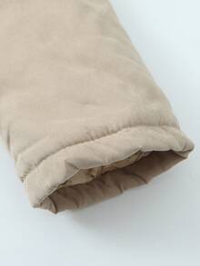 Jaqueta com Capuz Feminina, Corta-Vento Casual, Tecido Tecido de Cor Sólida, Bolsos, Adequado para Outono, Inverno, Primavera - Caqui - Visão 6