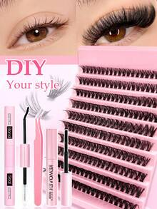 200PCS Fluffy Lash Clusters 50D, Individual Eyelash Thick Cluster Eyelash Extensions D Curl Lashes Clusters, DIY Lash Extension Kit Set, Lashes Clusters 200Pcs/300Pcs/240Pcs/168Pcs Individual Lashes 8-16MM Wispy Cluster Lashes Lash Clusters Kit, Lashes, Eyelashes, Fake Lashes - Multicolor - View 15