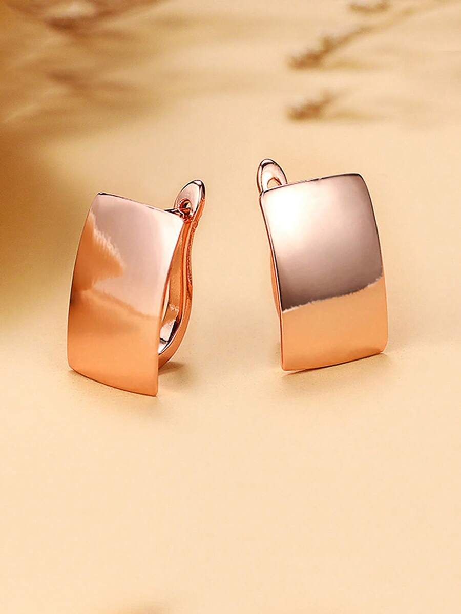 Pendientes cuadrados elegantes y sencillos de clip para mujeres, pendientes sin perforación de moda, versátiles para uso diario y como regalo, perfectos para el Día de San Valentín y todas las ocasiones - cuadrado - Ver 1