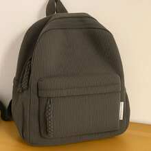 Women's Corduroy Backpack Medium Fashion Casual College School Bag Girls Women Waterproof - 灰色 - 查看 2