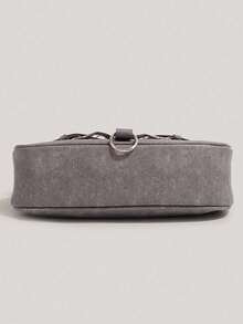 Bolsa Baguette Em Pu De Cor Sólida Com Formato De Lua Crescente, Bolsa De Ombro Versátil Para Mulheres, Estilo Retrô Y2K Casual E Feminino, Ideal Para Meninas, Senhoras, Estudantes, Jovens Profissionais, Trabalhadoras De Escritório, Uso Diário, Passeios Escolares. - Cinza - Ver 6