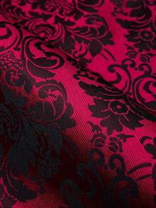 Plus Size L-4XL Mens Shirt Long Sleeve Red & Black Floral Tops Regular Fit Wedding Formal Casual Button Coats - 紅色 - 查看 5