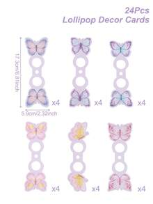 24 pièces Cartes de support de décoration de sucette style papillon rose violet, Papier de sucette, Étiquettes de cadeaux de fête d'anniversaire ou baby shower thème papillon, Sacs d'emballage de sucette cadeau de remerciement, Étiquettes de bonbons, Fournitures de décoration de fête d'anniversaire thème papillon, Faveurs de fête d'anniversaire joyeux, Cadeaux d'anniversaire thème papillon, Fournitures de fête thème papillon