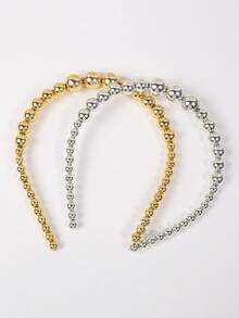 1pc Gold/Silver Small Ball Headband, Fashionable, Elegant, Versatile Hair Accessory For Casual, Work, Party, Holiday, Gift ,Hair Hair Hoop