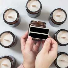 120片带背胶的火柴刮贴，60片圆形和60片长方形火柴刮贴，适用于火柴盒、杯垫等（棕色），DIY蜡烛刮贴，长方形背胶刮贴 - 黑色 - 查看 7