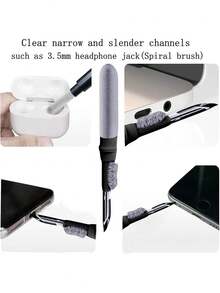 2件/1件耳机清洁套装，笔形清洁套装，带软刷，适用于无线耳机、蓝牙耳机、充电盒、电脑、相机和手机。 - 黑色 - 查看 5