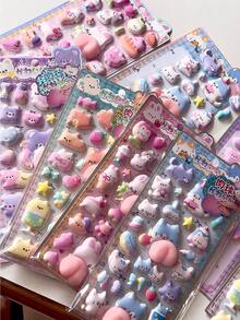 3D Cute Butt Squeeze Soft Stickers, Animal Designs Like Rabbit & Bear, Craft Decor For Kids, Phone Case Stickers - Multicolor - View 1
