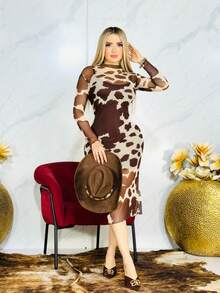 Women Midi Dresses - Sapi coklat - View 3
