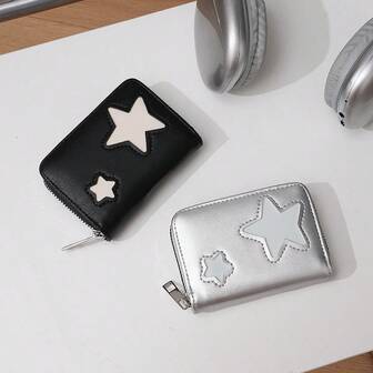 星形图案卡包 高品质多功能钱包 大容量 优雅学生礼物 便携女士钱包 迷你钱包 零钱包