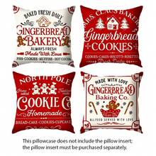 4 pièces Housses de coussin de Noël, 45 x 45 cm, avec fermeture éclair, design de Noël vintage, décoration de vacances de style ferme, convient pour le porche, le patio, le canapé, le sofa, le salon - (Inserts non inclus), Décoration de Noël