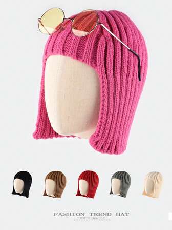 1顶性感女童针织帽，保暖护耳头饰，时尚街头风羊毛帽，秋冬季女装