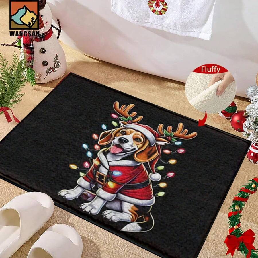 1 pieza /2 piezas Alfombra antideslizante para baño con estampado de perro, alfombra antideslizante de fibra súper, imitación de cachemir absorbente y de secado rápido, adecuada para puertas, baños, cocinas y otras ocasiones, lavable a máquina, antideslizante, decoración diaria, se puede regalar - Multicolor - Ver 1