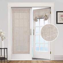 PRINCEDECO 2 Panels  Natural Linen Door Curtain Light Filtering Front Door Curtain Sliding Door Curtains Privacy Assured Room Darkening Curtains For French Door Tie Up Shade - White-nEW - View 13