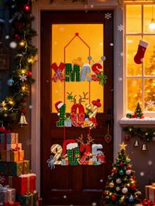 2 pezzi - Decorazione natalizia per appendere alla porta, Buon Natale 2025 Appendino per porta, Decorazione perfetta per la famiglia a Natale, Decorazione festiva per parete e portico, Striscione natalizio appeso, Decorazione da parete per feste di Natale, Decorazione per tenda della porta di Natale, Decorazione natalizia per la casa, Regalo di Natale